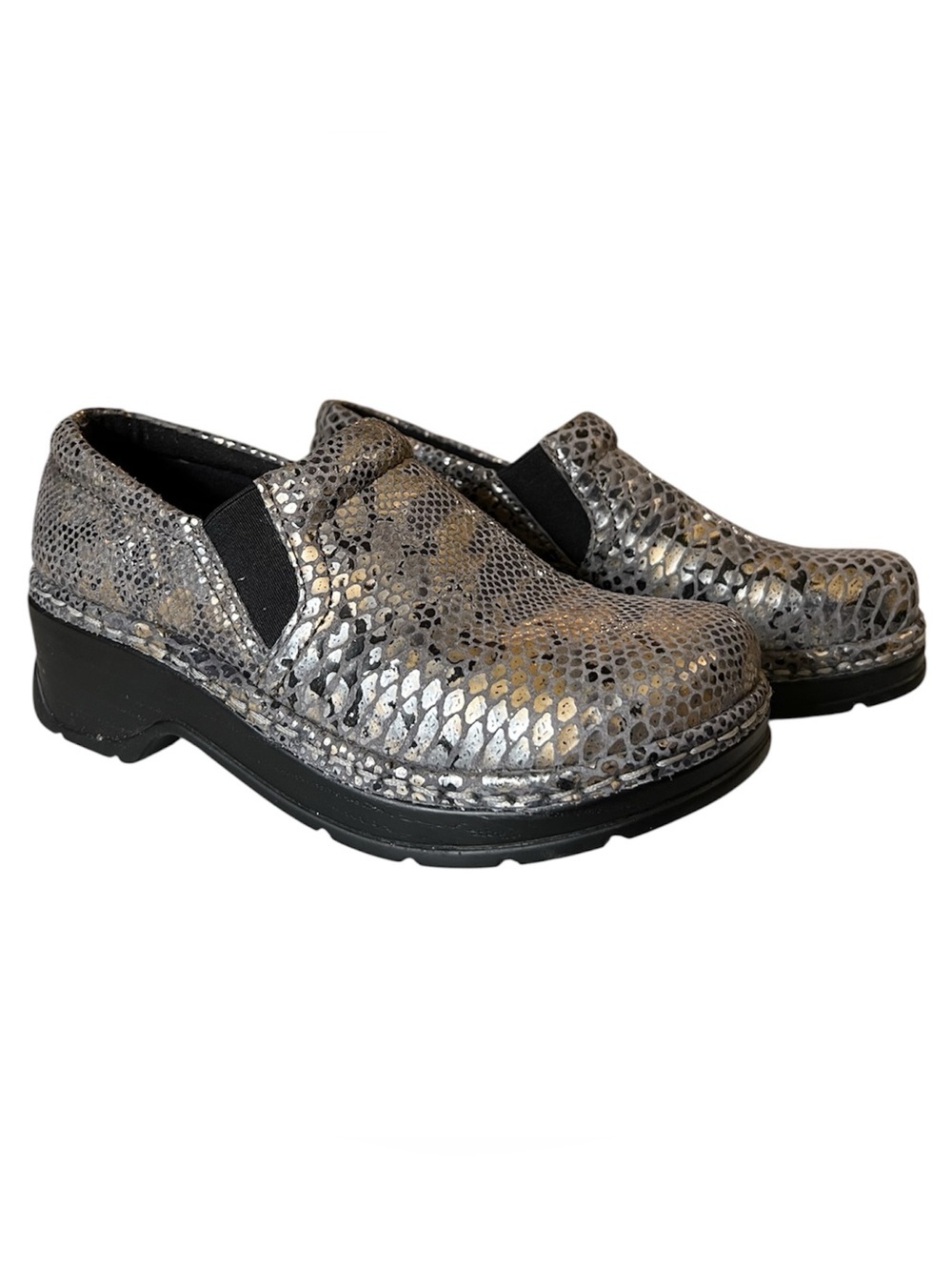 Klogs Metallic Snake-Print Slip-On Clogs Size 6.5 Leather Upper Slip Resistant - Picture 9 of 9